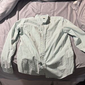 American Eagle Outfitters Men's Aqua Striped Button Down Shirt